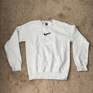 Gray Crewneck Sweatshirt with Nike Drip Logo
